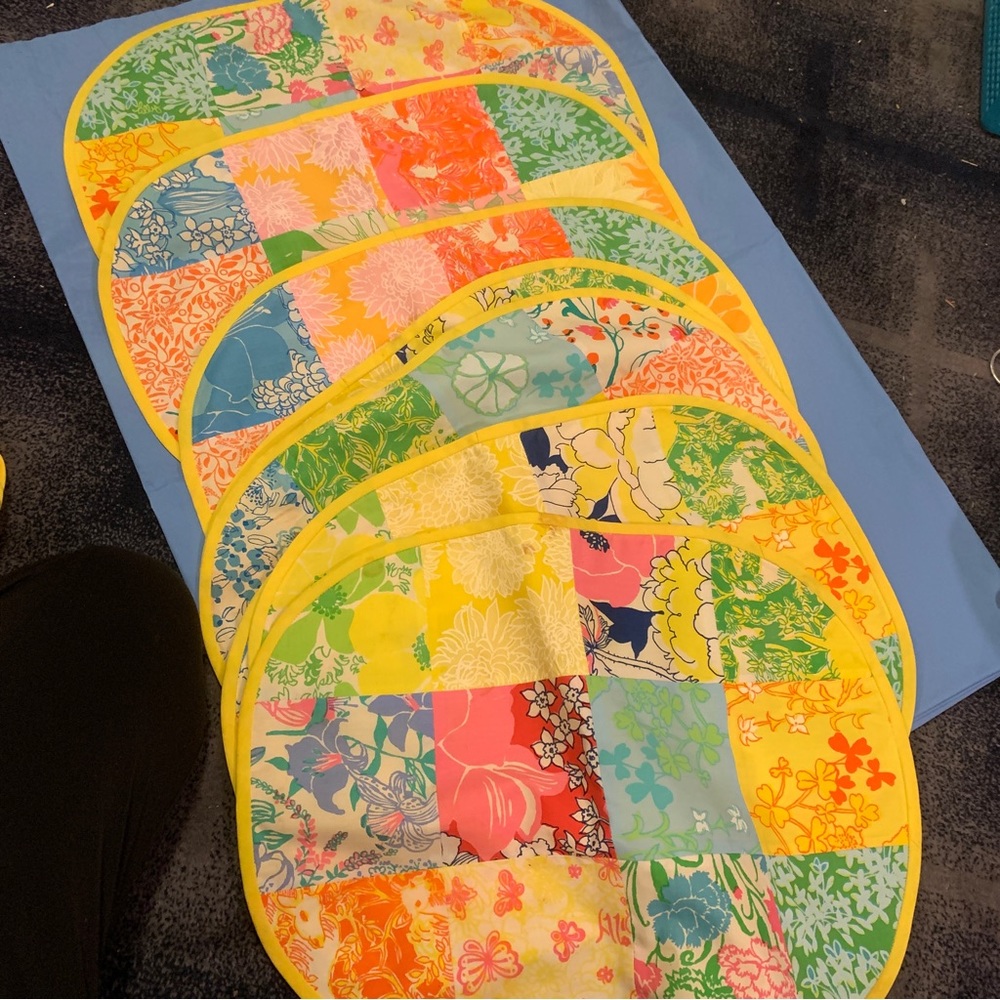 Lilly Pulitzer Patchwork Placemats -set of 8 - collectible mid century modern